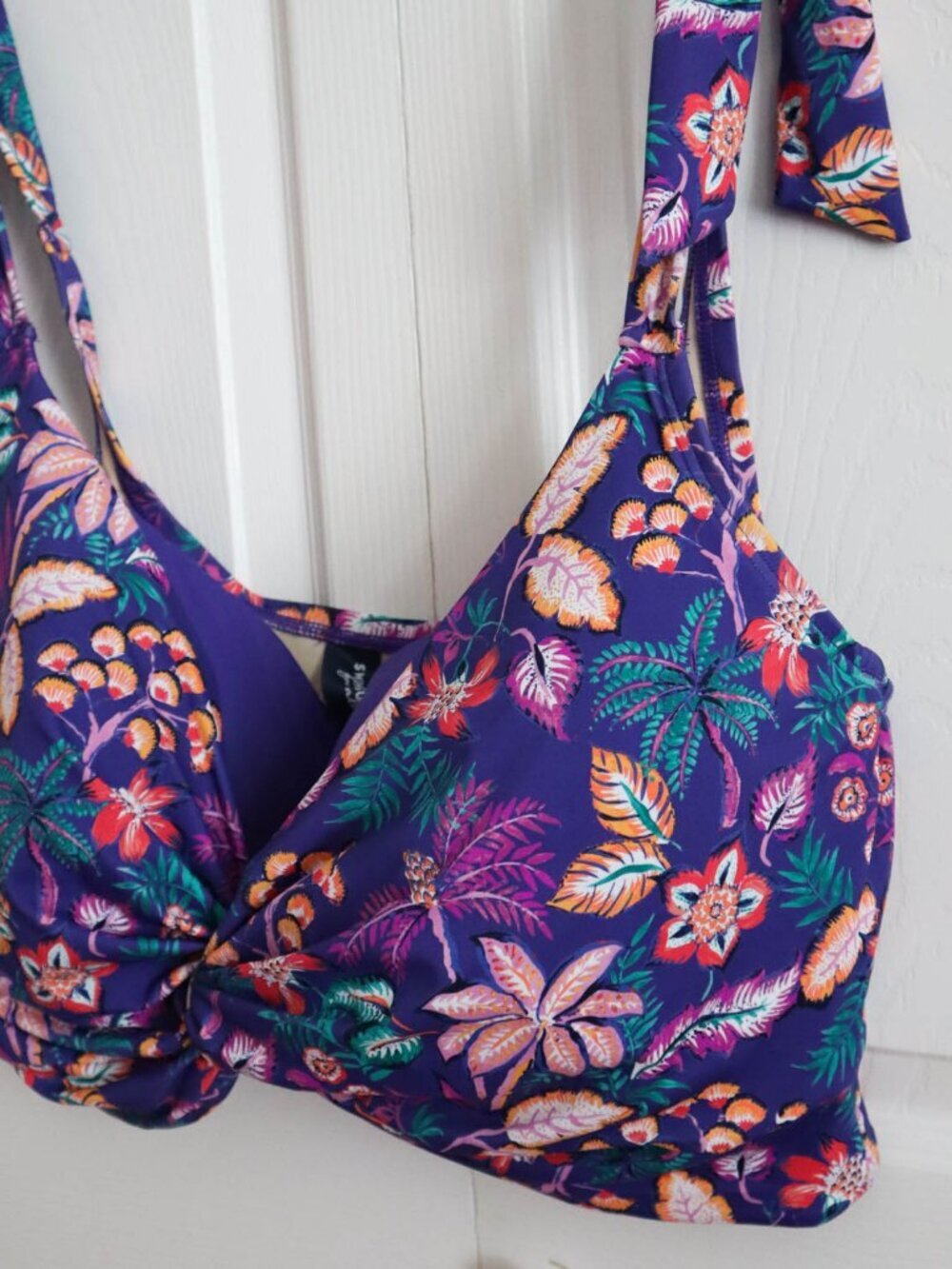 Swimsuits For All Bikini Top Sz 42G 3X Built in Underwire Bra Tie Straps Floral - Picture 3 of 7